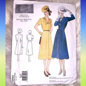 Vogue vintage style (1939) midi dress and coat sewing pattern #2669 UNCUT